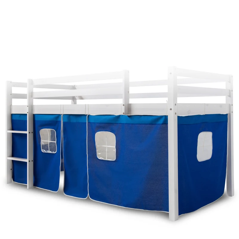 Toile rideau pour lit mezzanine ou surélevé en coton bleu APE06054