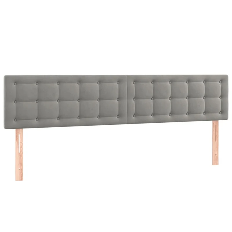 Tête de lit accessoire couchage chambre à coucher meuble à LED 160 x 5 x 78/88 cm tissu velours gris clair TDL0201363