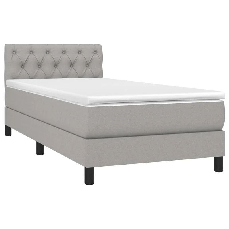 Cadre de lit LED avec sommier tête de lit matelas 80x200cm tissu gris clair TDL0209490
