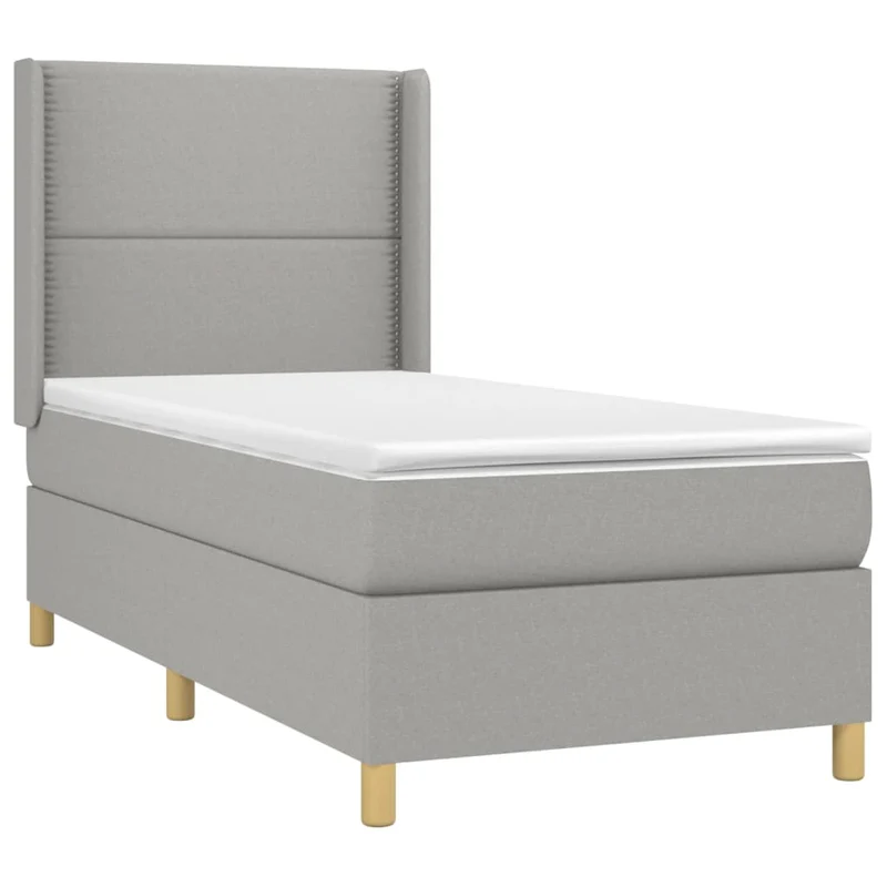 Cadre de lit LED avec sommier tête de lit matelas 90x190cm tissu gris clair TDL0209487