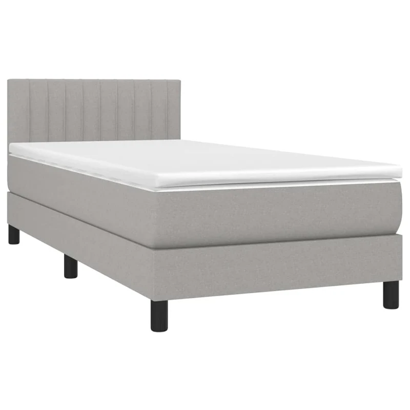 Cadre de lit LED avec sommier tête de lit matelas 90x190cm tissu gris clair TDL0209484