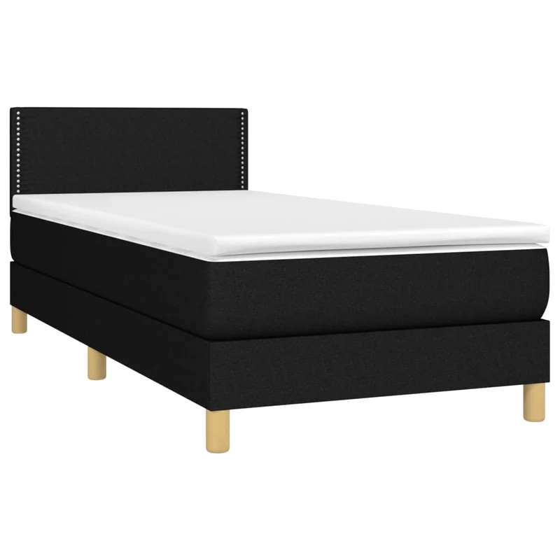 Cadre de lit LED avec sommier tête de lit matelas 90x190 cm tissu noir TDL0209072