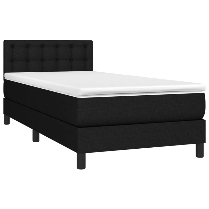 Cadre de lit LED avec sommier tête de lit matelas 90x190 cm tissu noir TDL0209061