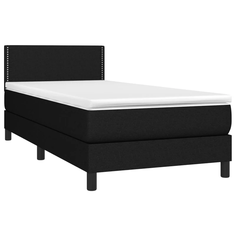 Cadre de lit LED avec sommier tête de lit matelas 90x190 cm tissu noir TDL0209060