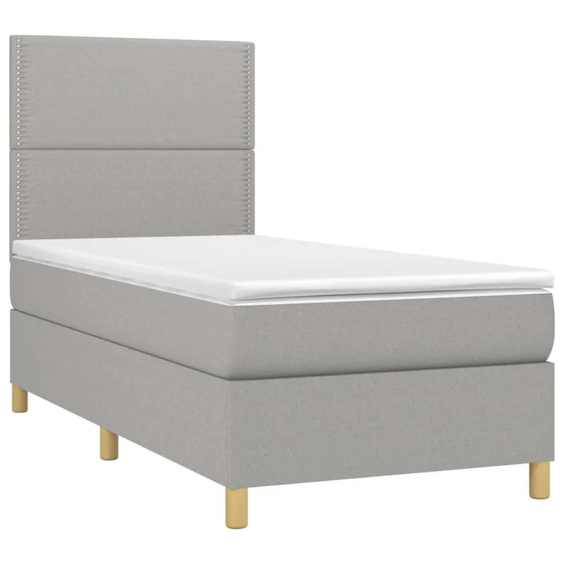 Cadre de lit LED avec sommier tête de lit matelas 90x190cm tissu gris clair TDL0209473