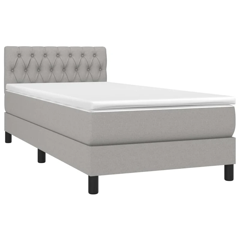 Cadre de lit LED avec sommier tête de lit matelas 90x190cm tissu gris clair TDL0209472