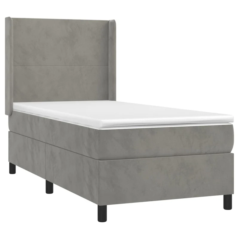 Cadre de lit LED avec sommier tête de lit matelas 90x200cm tissu velours gris clair TDL0208469