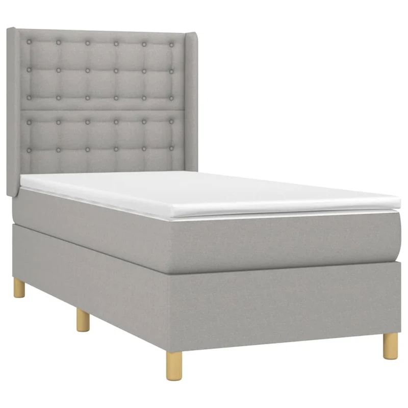 Cadre de lit LED avec sommier tête de lit matelas surmatelas 100x200 cm tissu gris clair TDL0207955