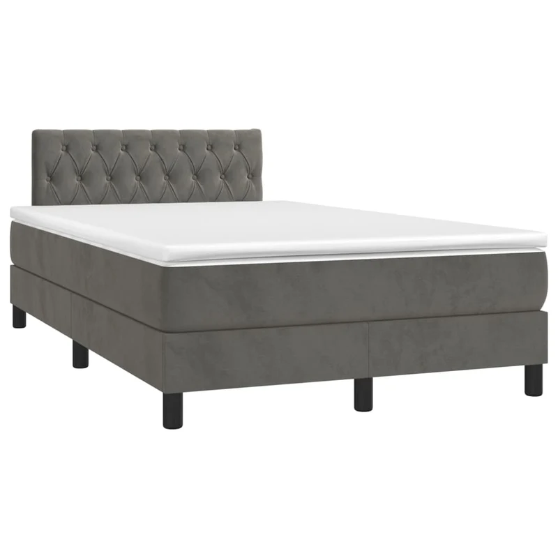 Cadre de lit LED avec sommier tête de lit matelas surmatelas 120x200 cm tissu velours gris foncé TDL0207735