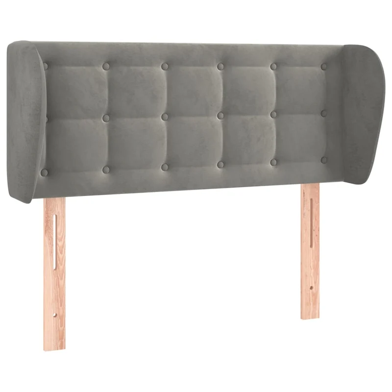 Tête de lit accessoire couchage chambre à coucher meuble avec rebord latéral capitonné 103 x 23 x 78/88 cm tissu velours gris clair TDL0205277