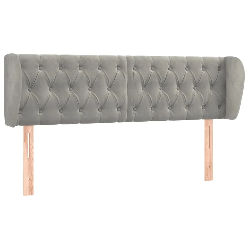 Tête de lit accessoire couchage chambre à coucher meuble capitonné avec rebord latéral 147 x 23 x 78/88 cm tissu velours gris clair TDL0205235