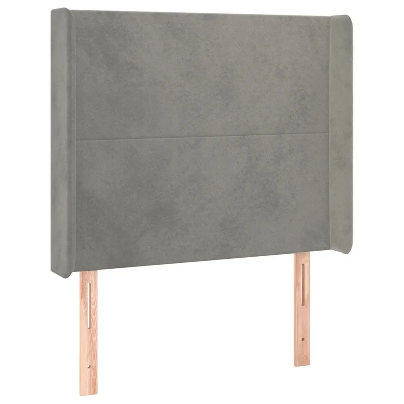 Tête de lit accessoire couchage chambre à coucher meuble avec rebord latéral 93 x 16 x 118/128 cm tissu velours gris clair TDL0205103