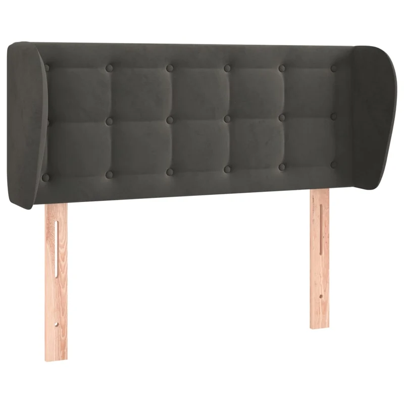 Tête de lit accessoire couchage chambre à coucher meuble avec rebord latéral capitonné 103 x 23 x 78/88 cm tissu velours gris foncé TDL0205026