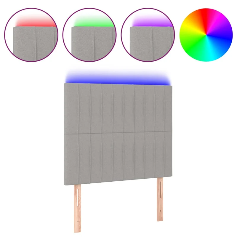 Tête de lit accessoire couchage chambre à coucher meuble à LED 100 x 5 x 118/128 cm tissu gris clair TDL0201464