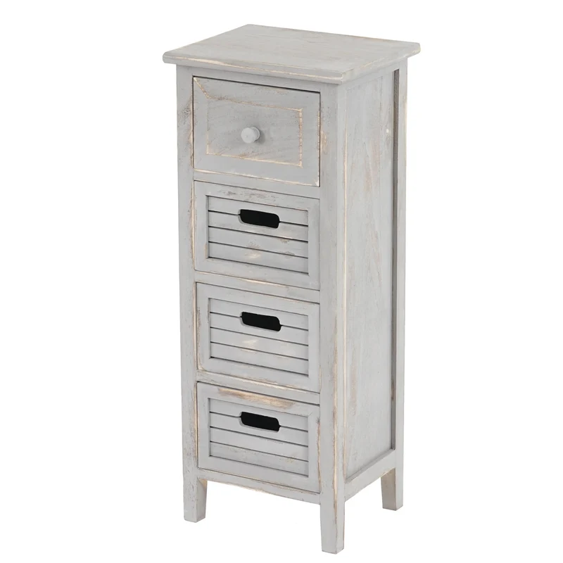Commode meuble à tiroirs 4 tiroirs 74x30x25 cm aspect vintage gris vintage 04_0006533