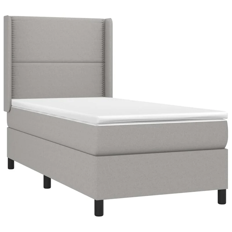 Cadre de lit LED avec sommier tête de lit matelas 90x200cm en tissu gris clair TDL0209458