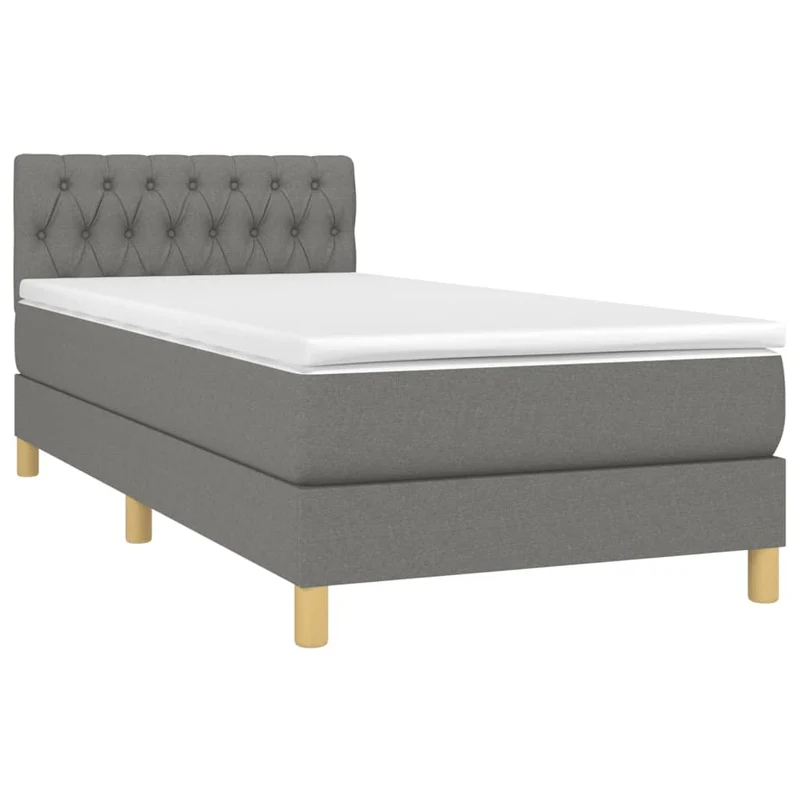 Cadre de lit LED avec sommier tête de lit matelas 100x200 cm en tissu gris foncé TDL0208429
