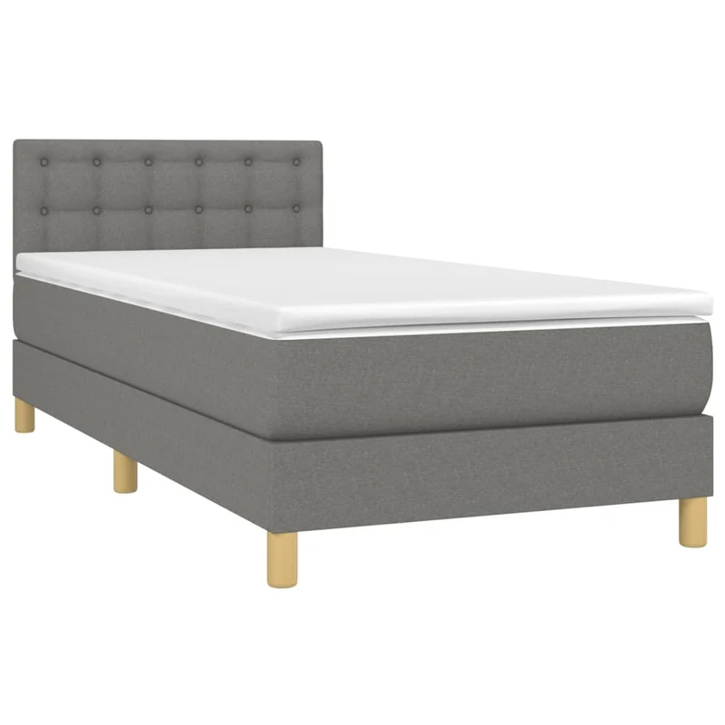 Cadre de lit LED avec sommier tête de lit matelas 100x200 cm en tissu gris foncé TDL0208424