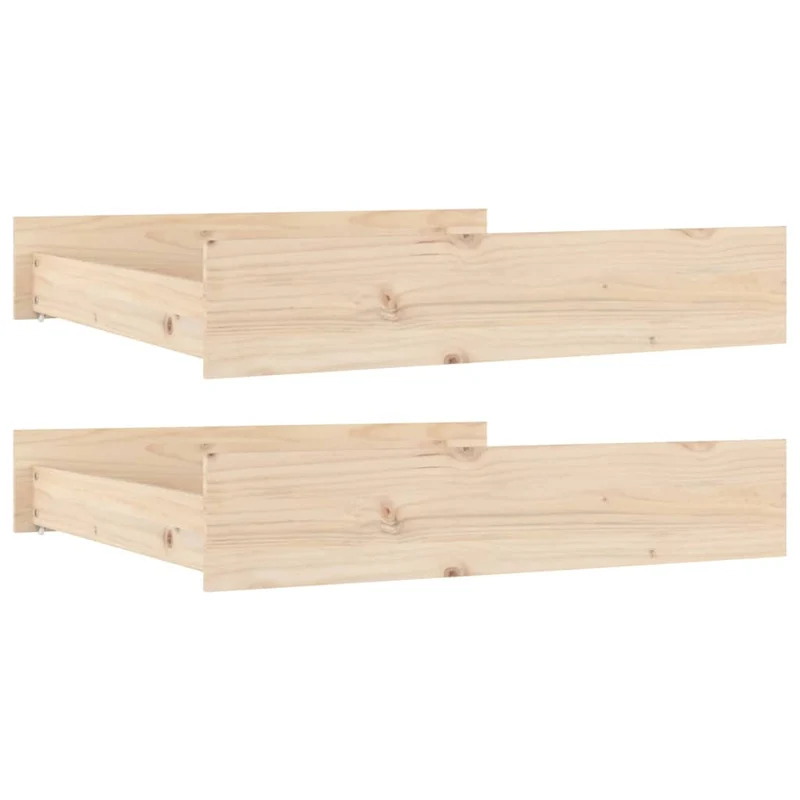 Lot de 2 tiroirs de lit rangement avec roulettes en bois de pin TDL0206833
