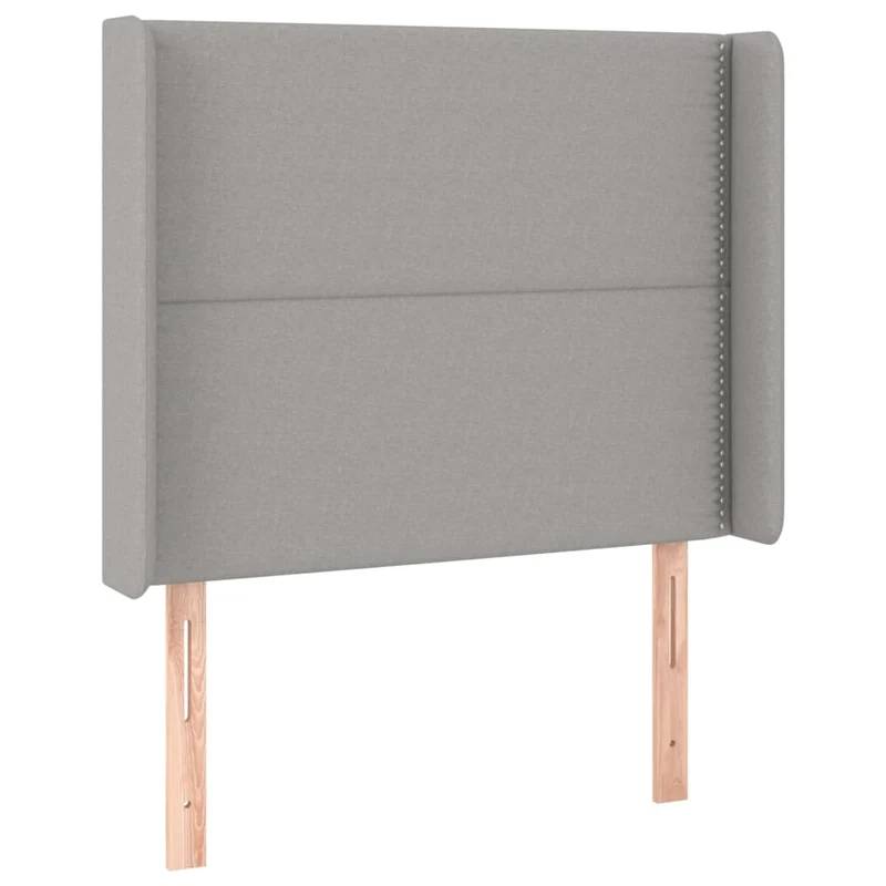 Tête de lit accessoire couchage chambre à coucher meuble avec rebord latéral 93 x 16 x 118/128 cm tissu gris clair TDL0205109