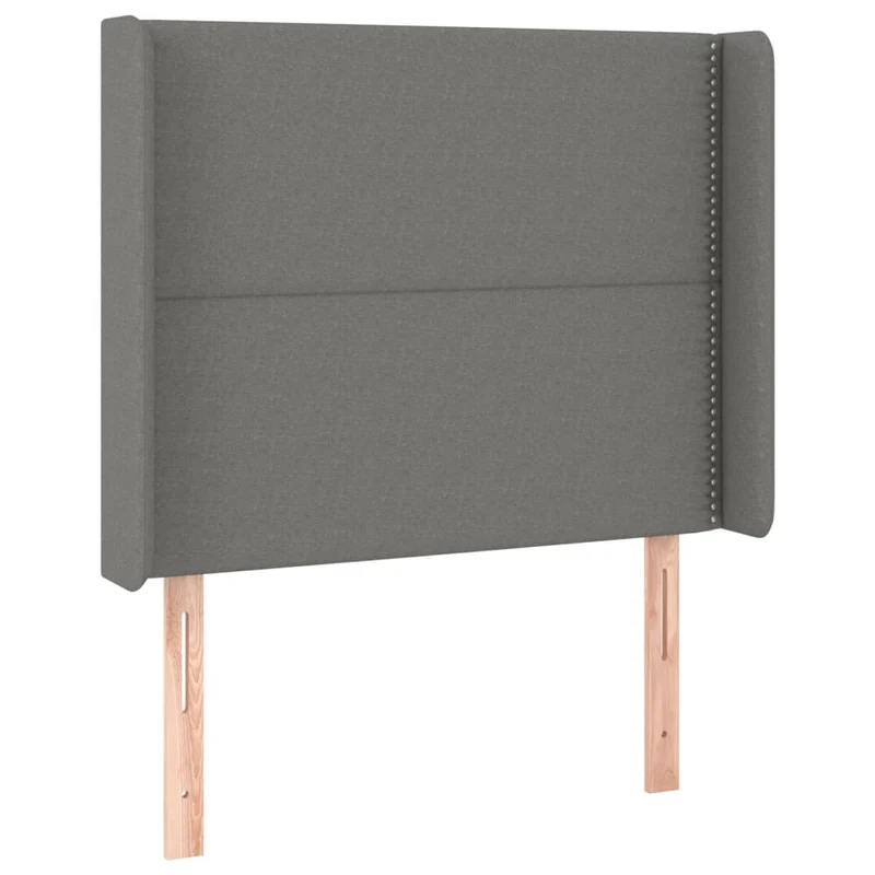 Tête de lit accessoire couchage chambre à coucher meuble avec rebord latéral 93 x 16 x 118/128 cm tissu gris foncé TDL0204873
