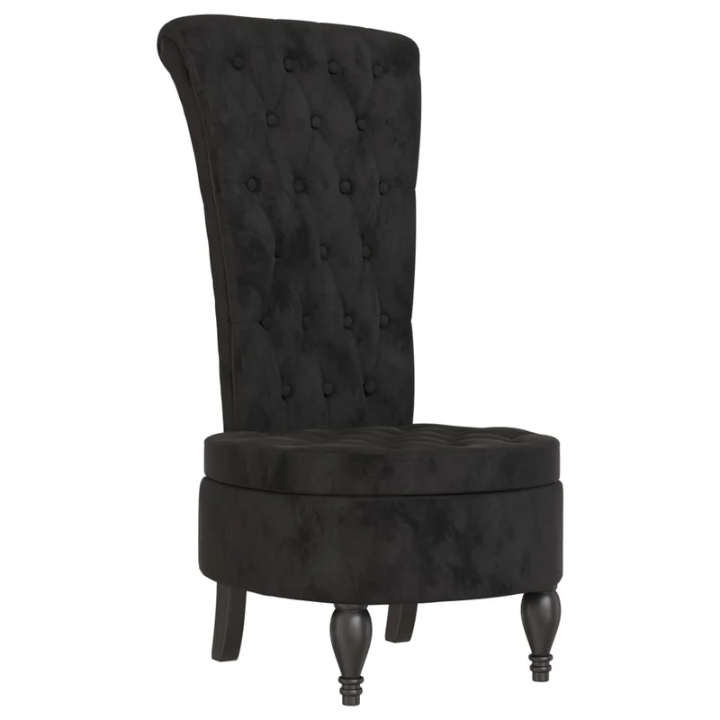 Chaise à dossier haut en velours noir dossier capitonné DEC026249