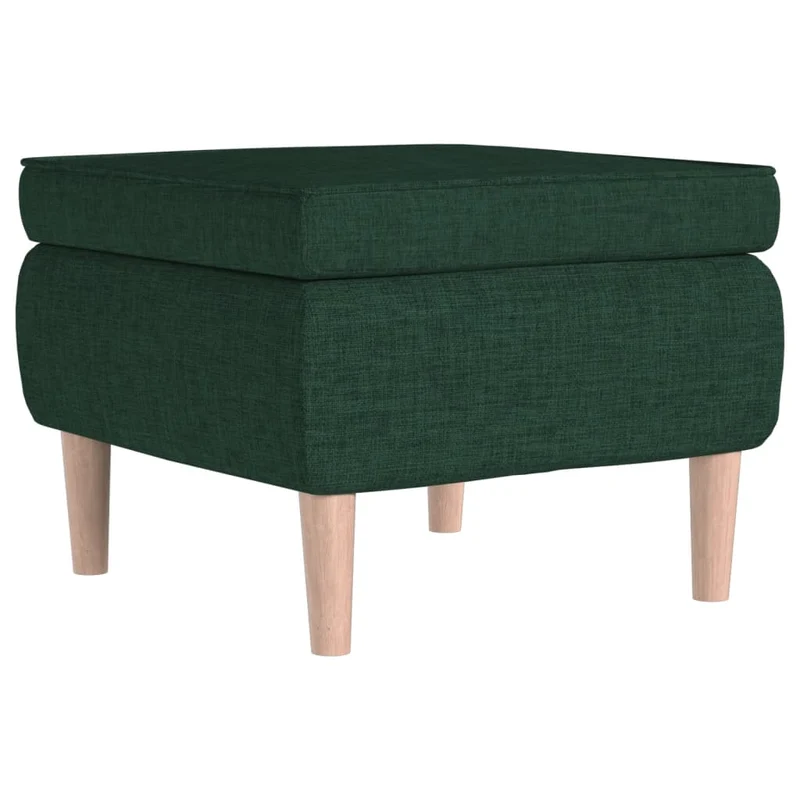 Tabouret assise repose-pieds avec pieds en bois et tissu vert foncé DEC026324