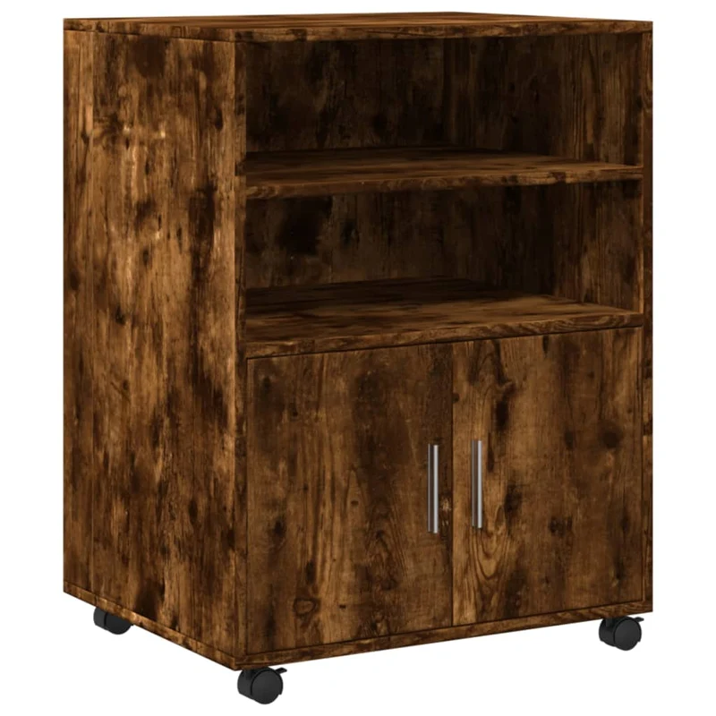 Meuble de bureau sur roulettes armoire de rangement bureau 60 x 48 x 81 cm bois d'ingénierie couleur chêne fumé DEC024492