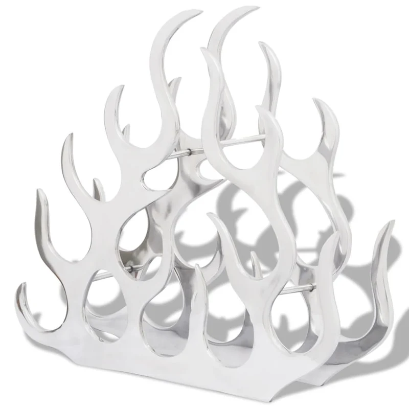 Casier range bouteilles étagère de rangement vin pour 11 bouteilles argenté aluminium DEC024288