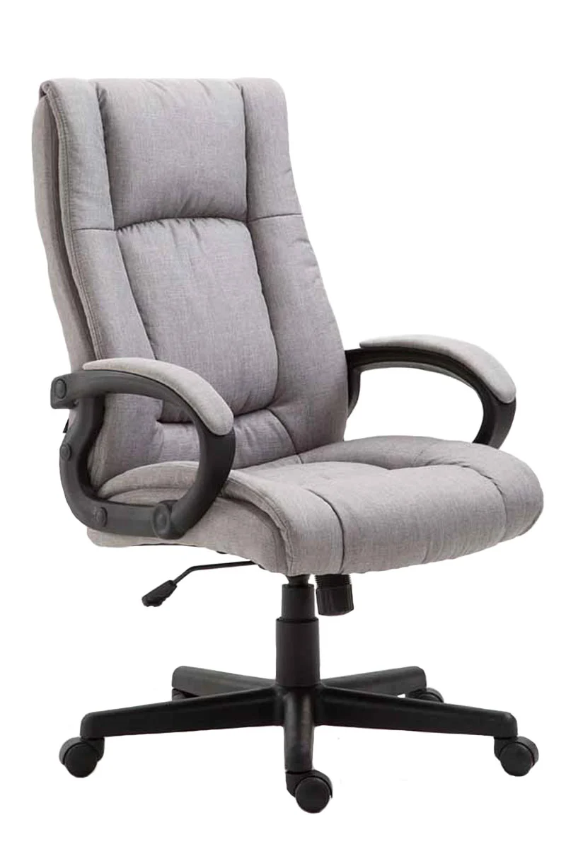 Fauteuil de bureau XL sur roulettes avec accoudoirs mécanisme d'inclinaison plastique tissu gris 10_0002718