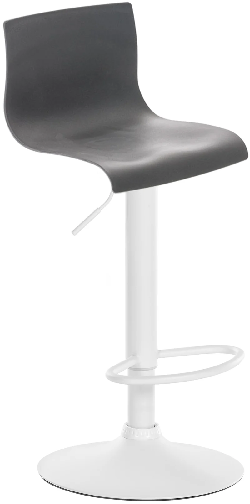 Tabouret de bar x1 avec repose-pieds pivotant dossier incurvé en plastique gris et métal blanc 10_0004984