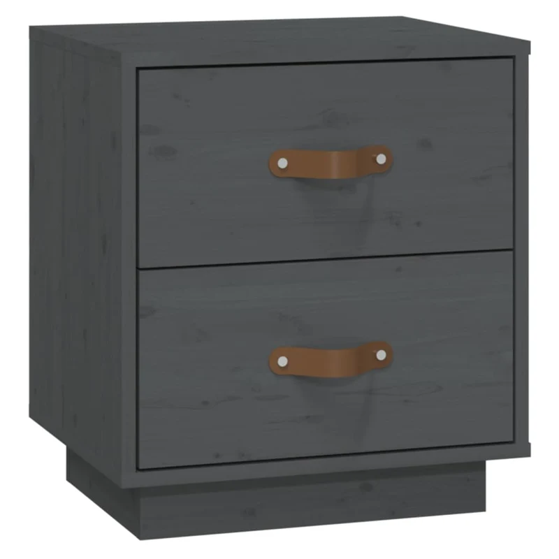 Table de chevet avec deux tiroirs 40 x 34 x 45 cm bois de pin gris DEC036212