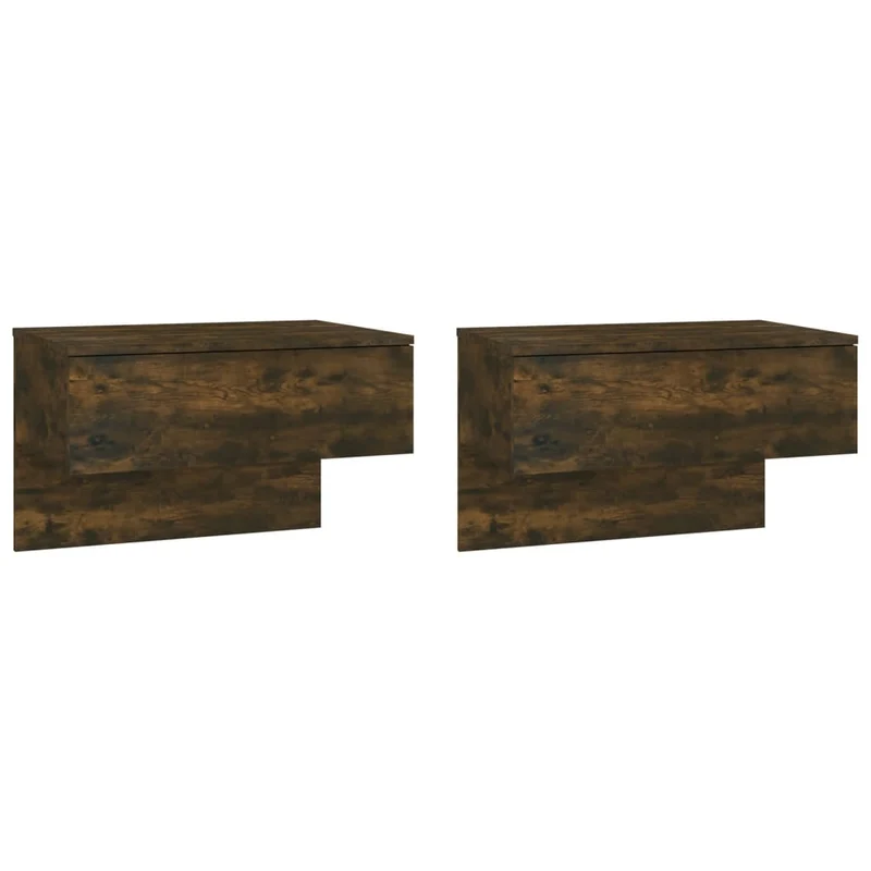 Lot de 2 tables de chevet murales 60 x 40 x 40 cm avec tiroir bois d'ingénierie marron DEC036044