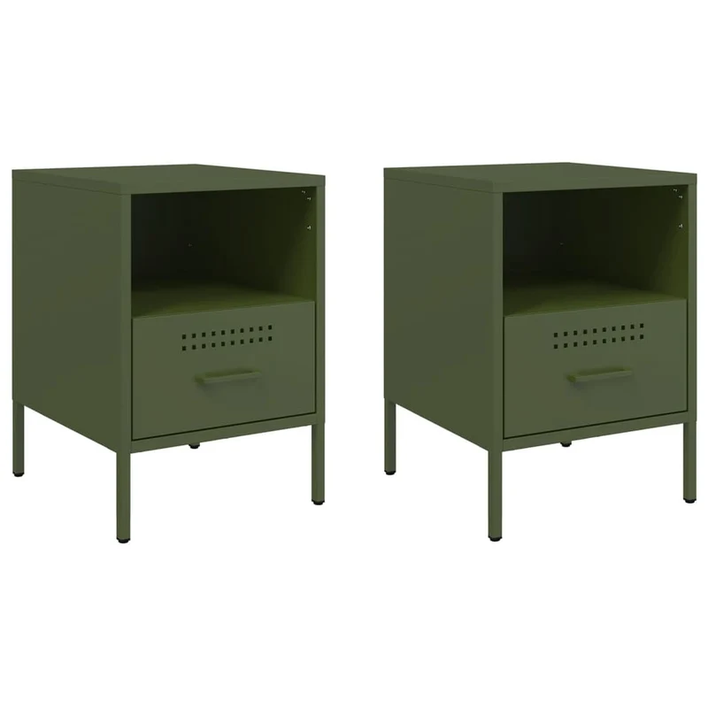 Lot de 2 tables de chevet avec tiroir 36 x 39 x 50,5 cm acier vert DEC035765