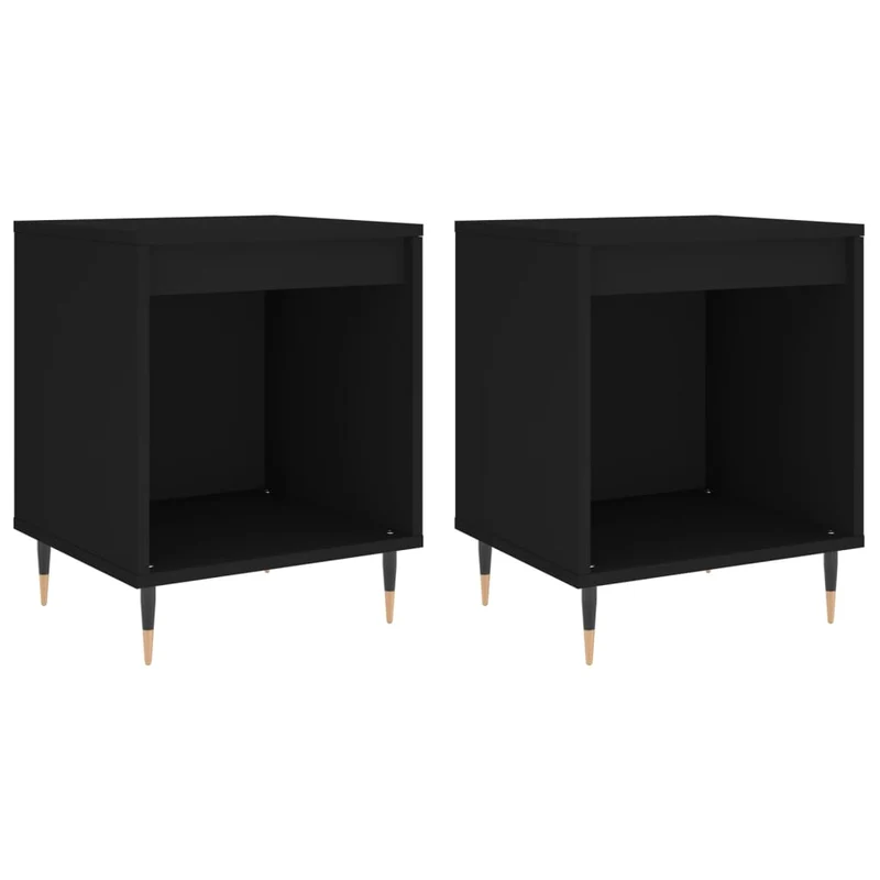 Lot de 2 tables de chevet avec compartiment ouvert 40 x 35 x 50 cm bois d’ingénierie noir DEC035551