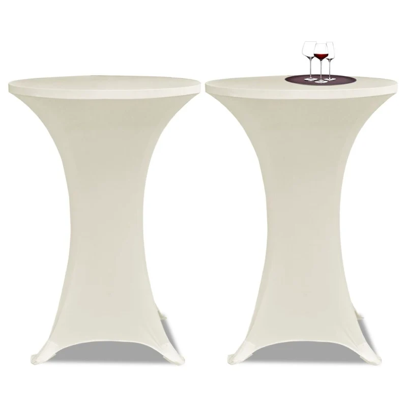 Housse de table Ø70cm Crème extensible 2 pcs DEC022499