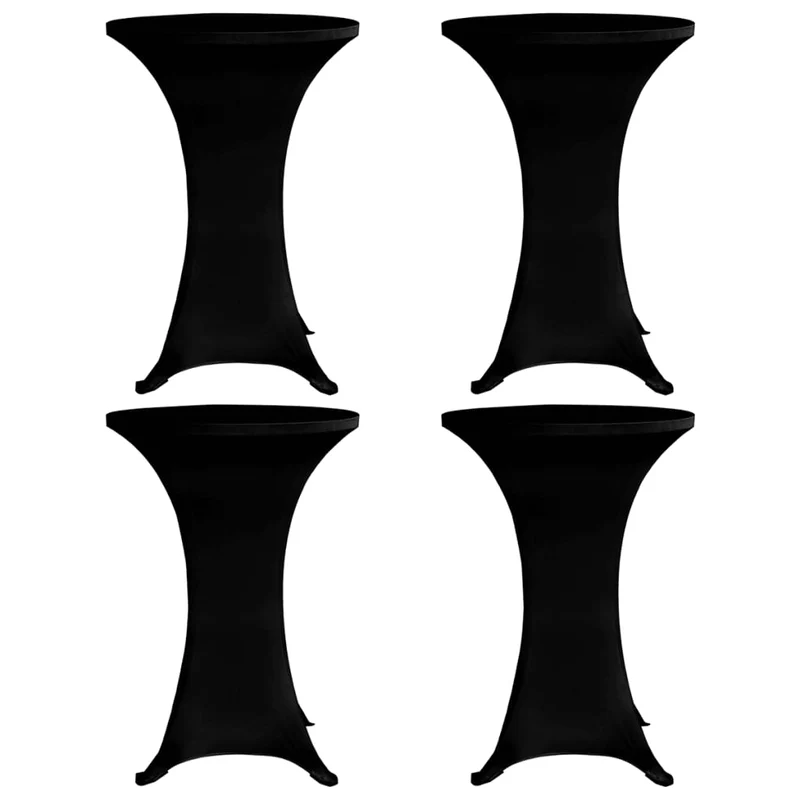 Housses élastiques de table Ø 60 cm Noir 4 pièces DEC022508