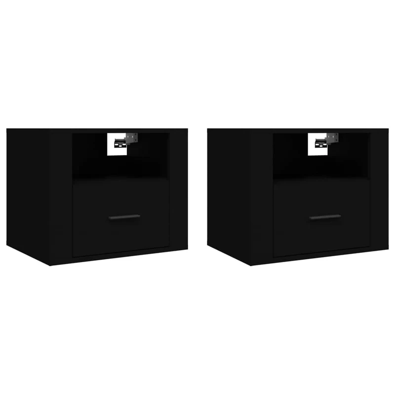 Lot de 2 tables de chevet murales avec tiroir 50 x 36 x 40 cm bois d'ingénierie noir DEC036103