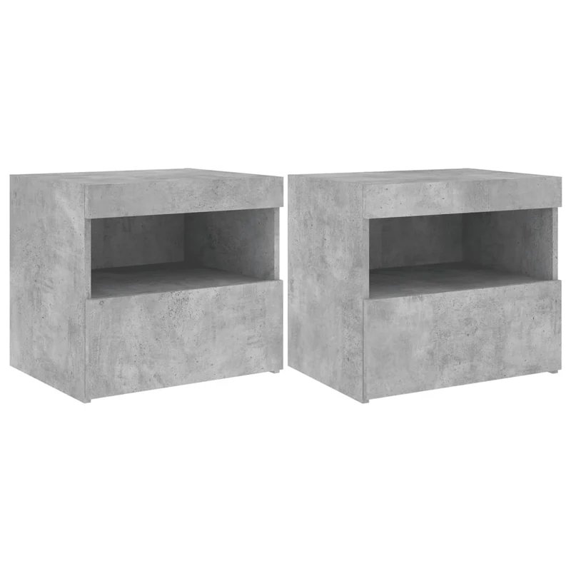 Lot de 2 tables de chevet avec lumières LED avec tiroir 50 x 40 x 45 cm bois d'ingénierie gris DEC035937