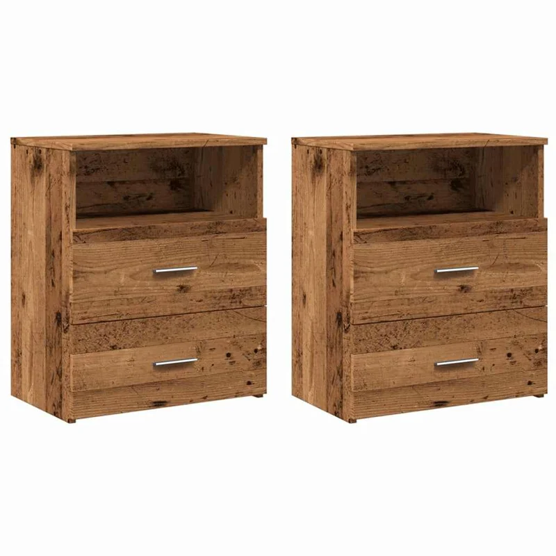 Lot de 2 tables de chevet avec tiroirs 50 x 32 x 60 cm bois d'ingénierie marron DEC035779