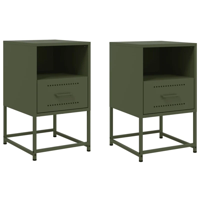 Lot de 2 tables de chevet avec tiroir 36 x 39 x 60,5 cm acier vert DEC035770