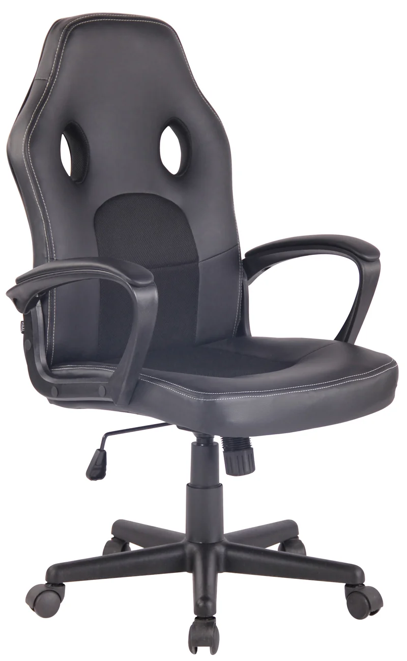 Fauteuil de bureau design sportif en synthétique noir maille noir BUR10480