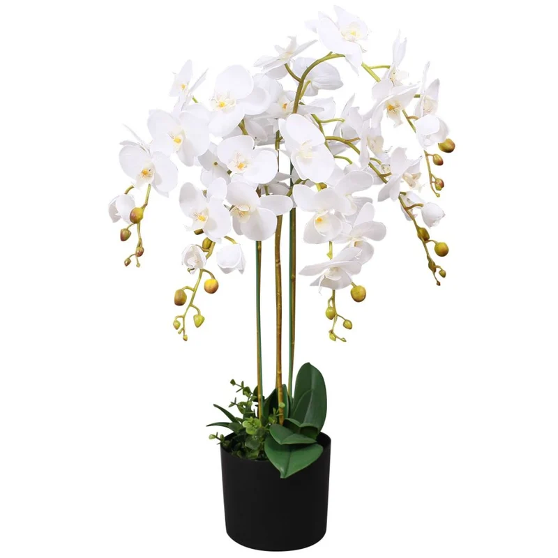 Plante artificielle avec pot orchidée 75 cm blanc DEC021906