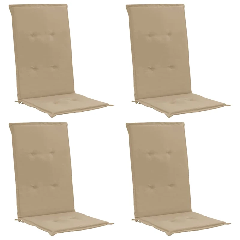lot de 4 coussins de chaise de jardin 100% polyester imperméable beige 120 x 50 x 3 cm DEC021671