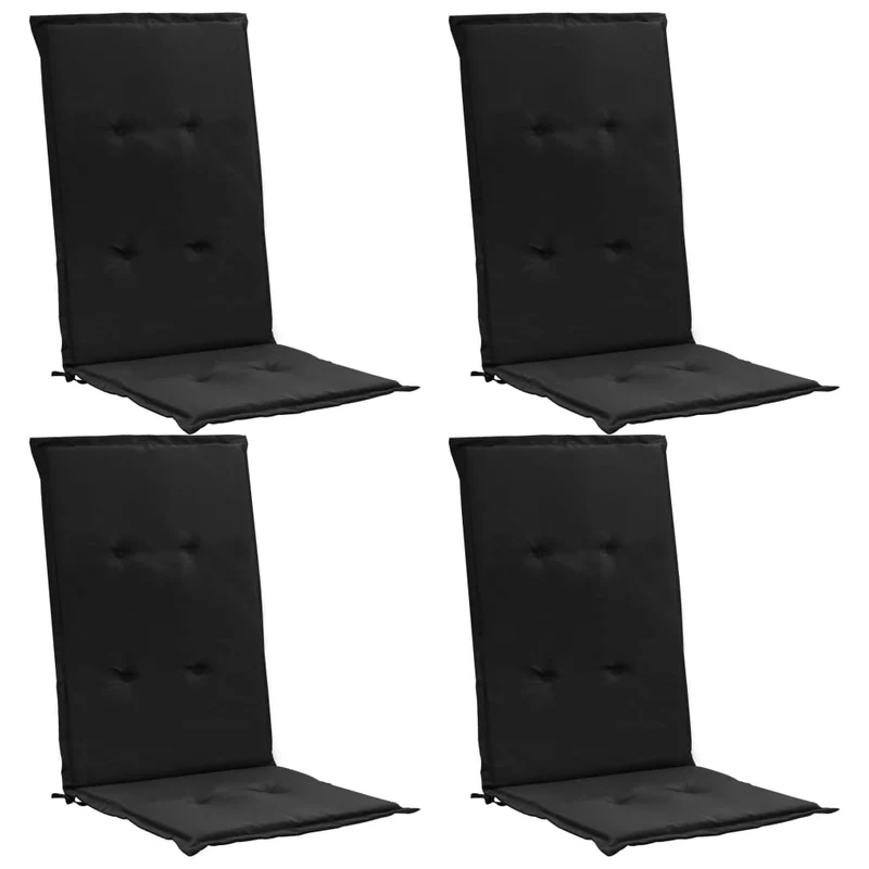 lot de 4 coussins de chaise de jardin 100% polyester imperméable noir 120x50x3 cm DEC021667
