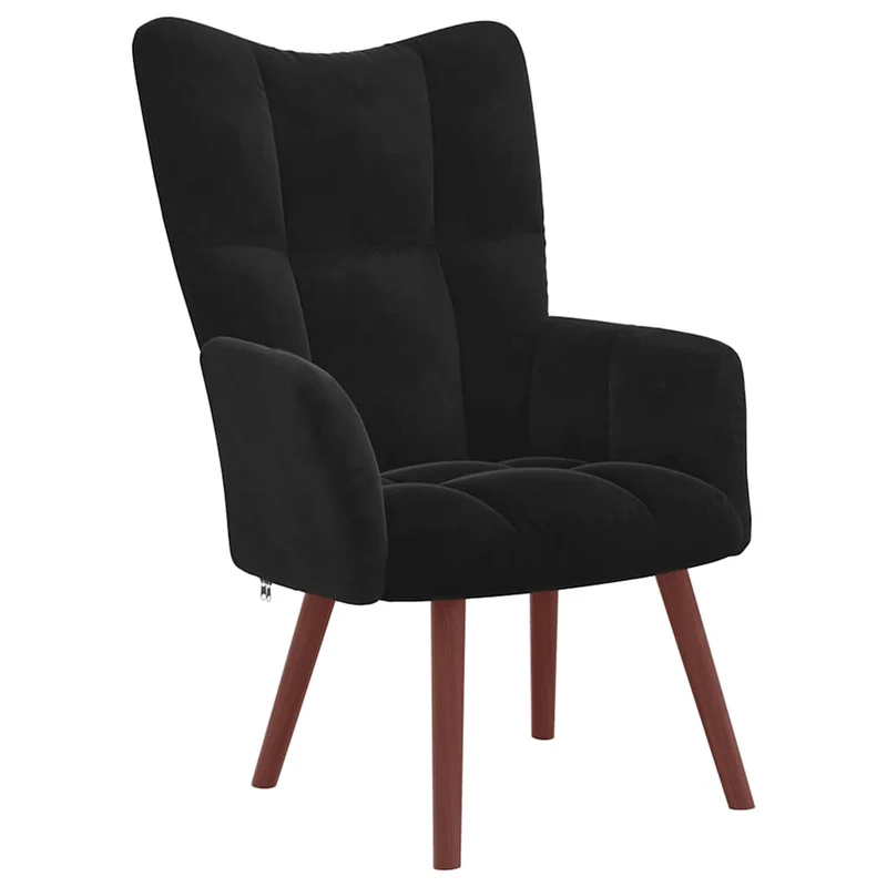 Fauteuil lounge chaise de canapé design moderne en velours noir DEC026743