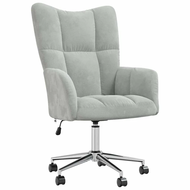 Fauteuil lounge chaise de canapé sur roulettes design moderne hauteur réglable en velours gris clair DEC026676