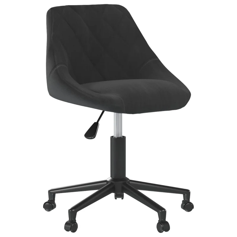Tabouret de travail chaise de bureau sur roulettes hauteur réglable en velours noir cadre en acier noir DEC025119