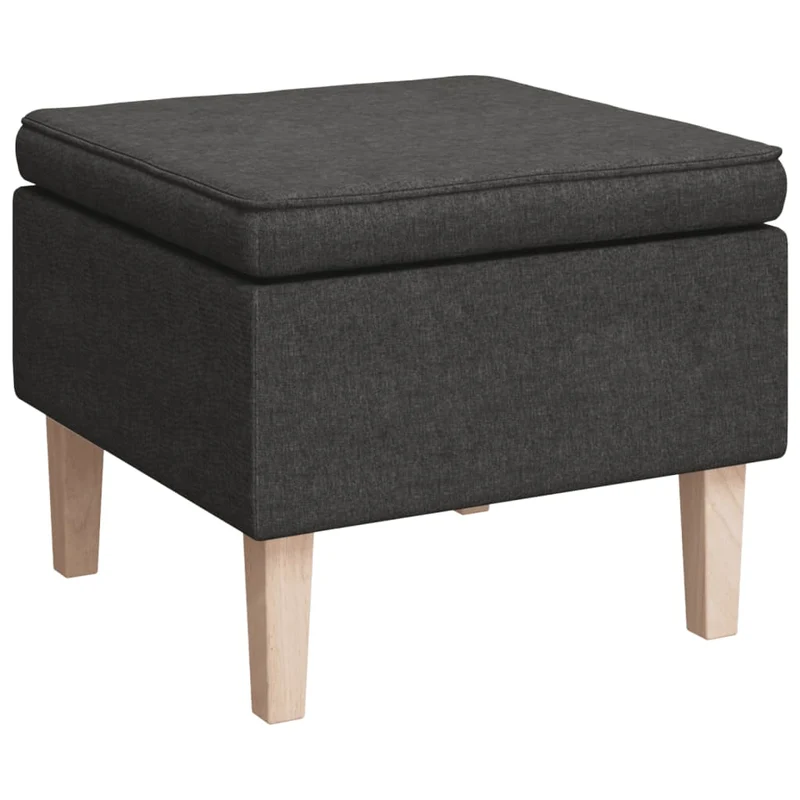 Tabouret assise repose-pieds avec pieds en bois en tissu gris foncé DEC026304