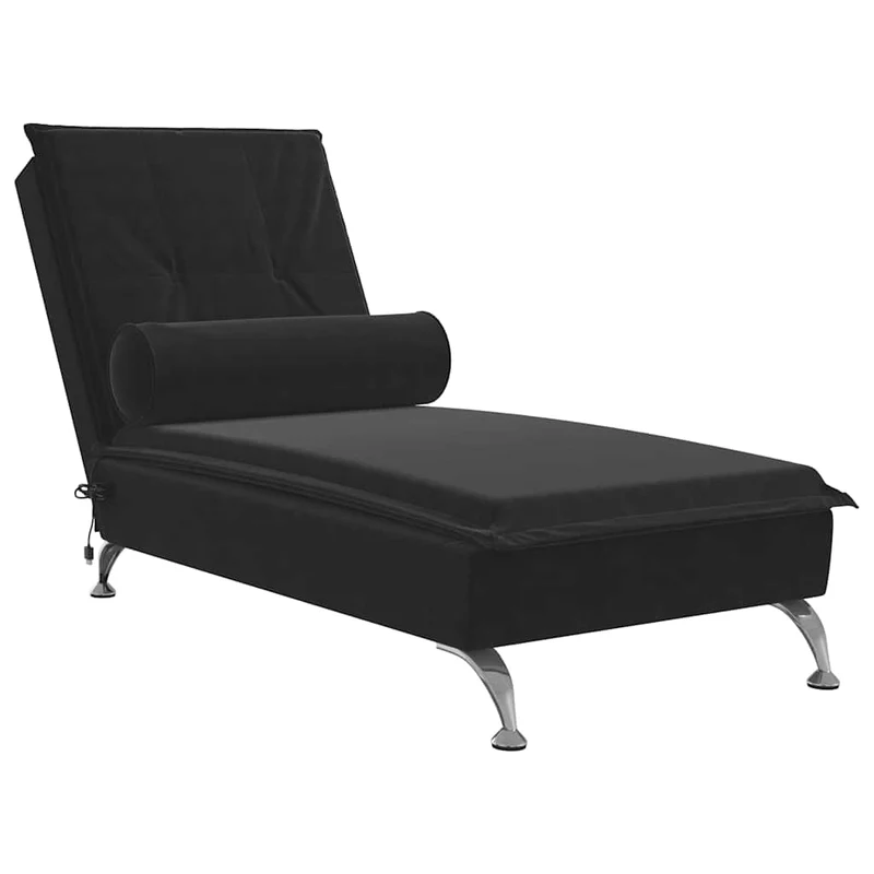 Méridienne chaise longue pour intérieur fonction de vibration avec traversin en velours noir DEC026157